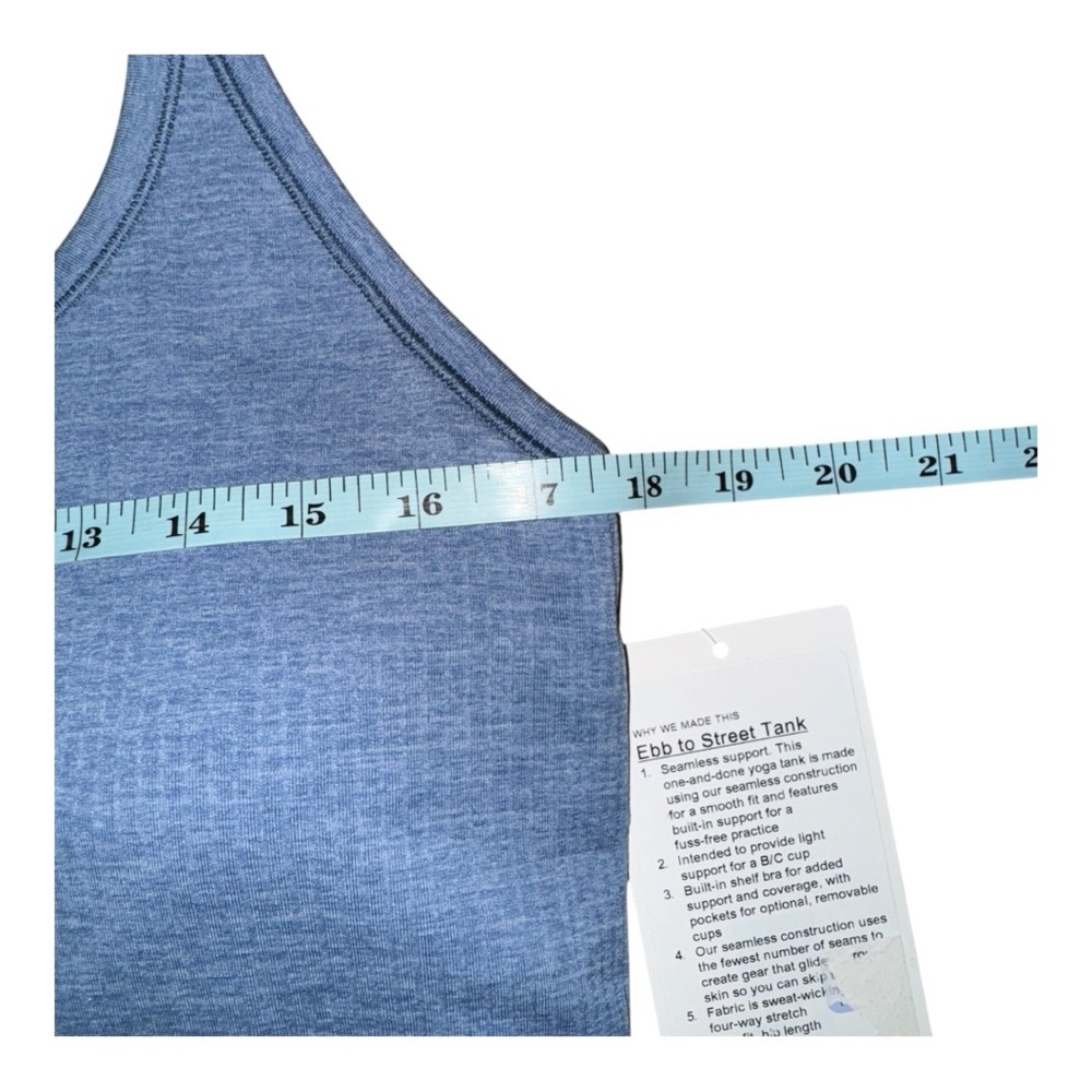 Lululemon Ebb to Street Tank Top B/C Cup Yoga Seamless Washed Denim Size 12 NWT - Picture 6 of 8
